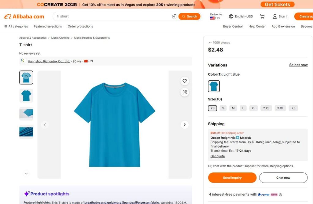 T-Shirt Prices Alibaba
