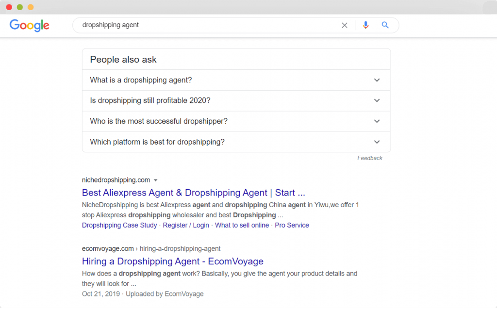 google search dropshipping agent