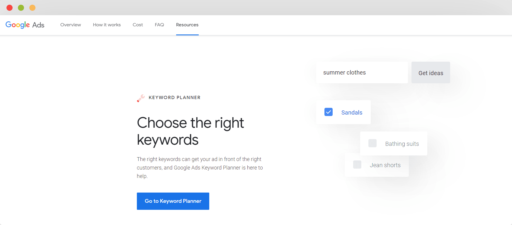 Google keyword planner