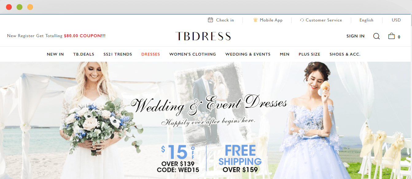 Tbdress mobile outlet site