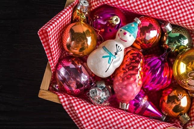 Christmas tree baubles and trinkets