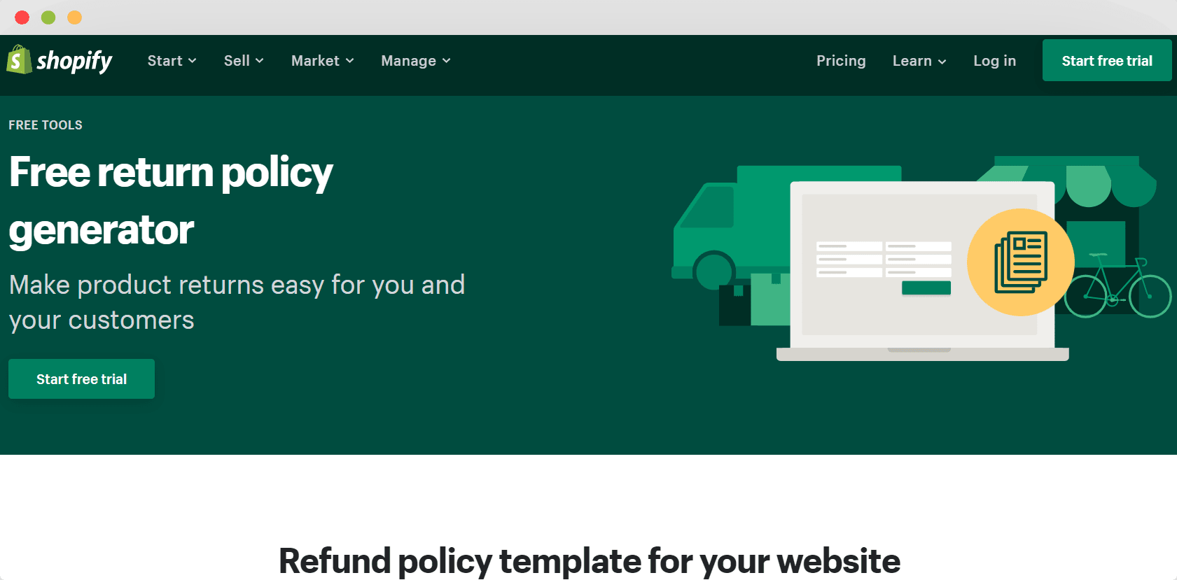Shopify free return policy generator