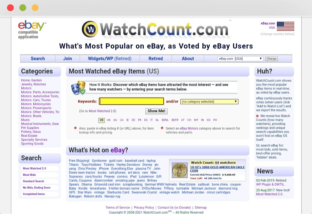 eBay watch count