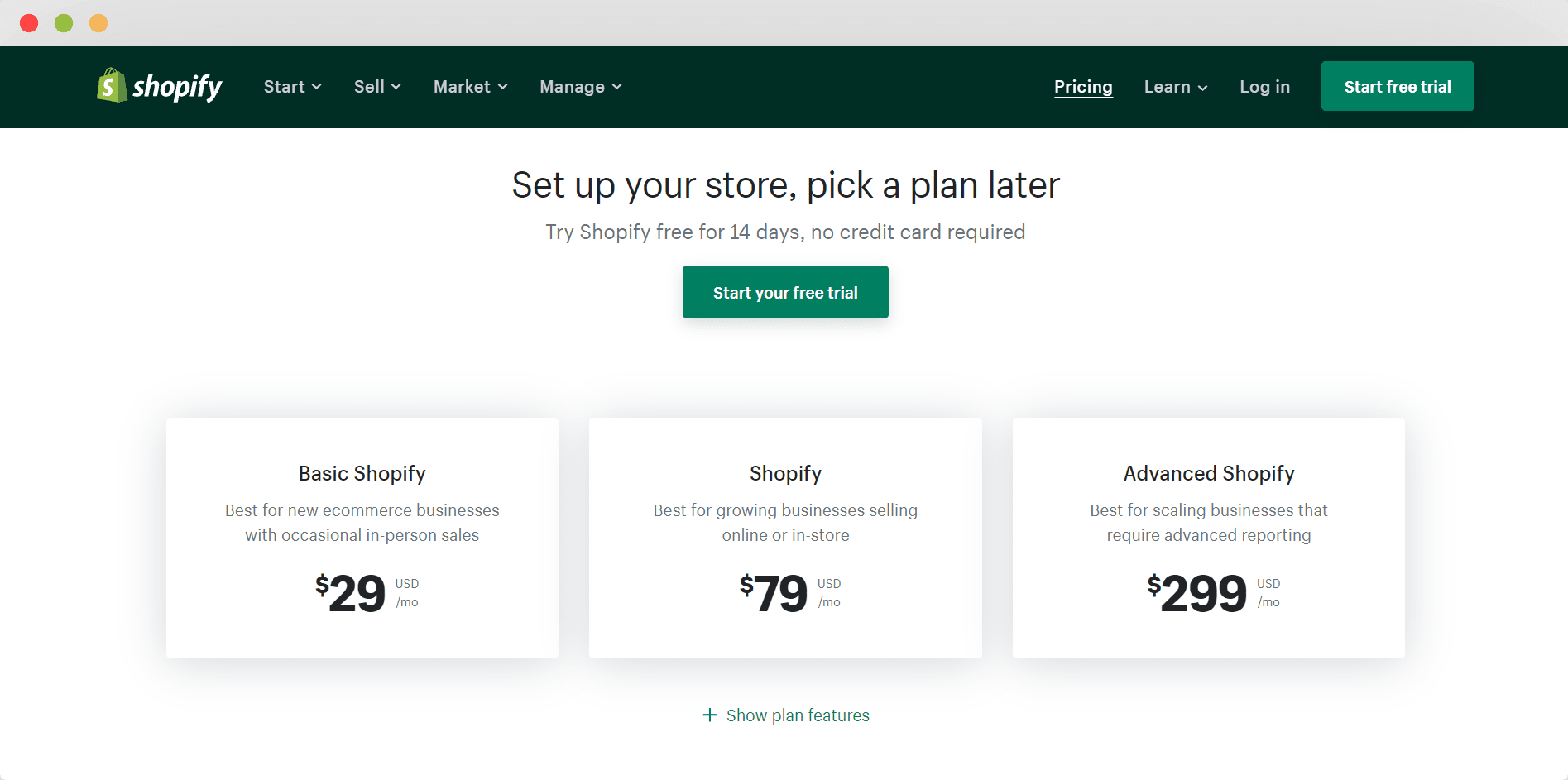 Shopify subscription plans