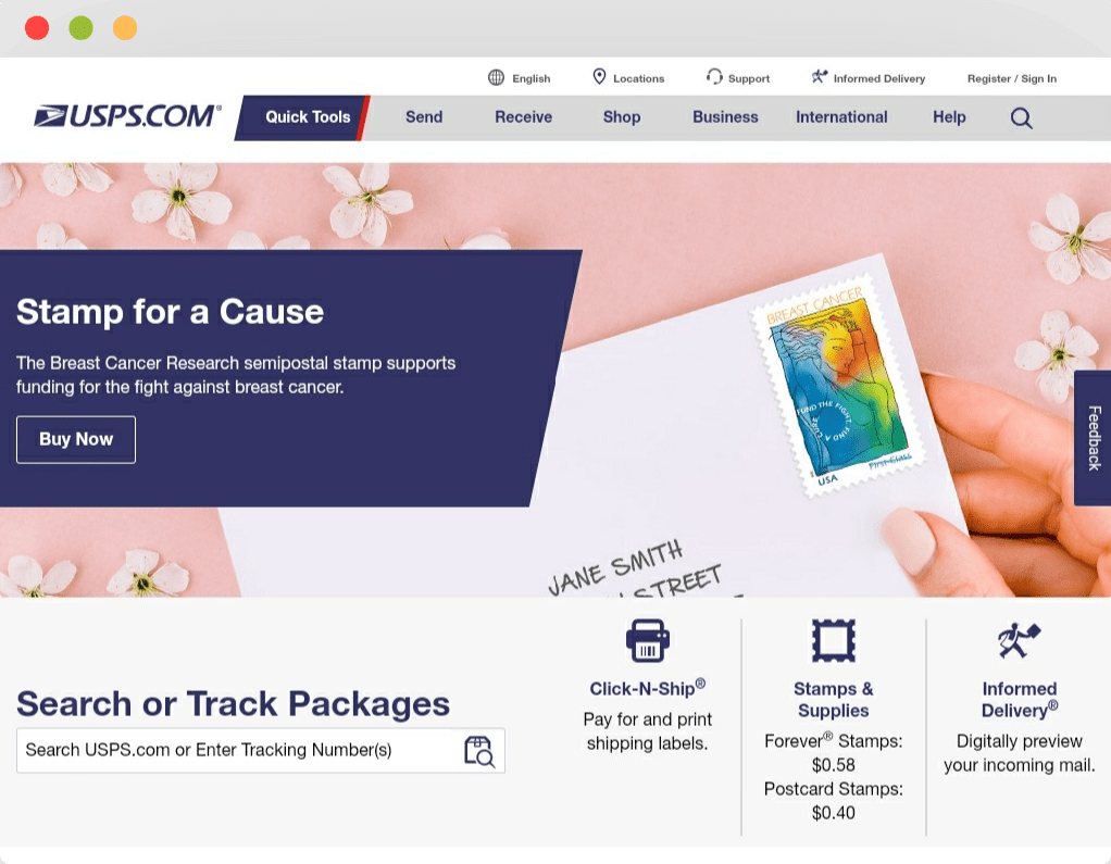 Tracking using postal service websites