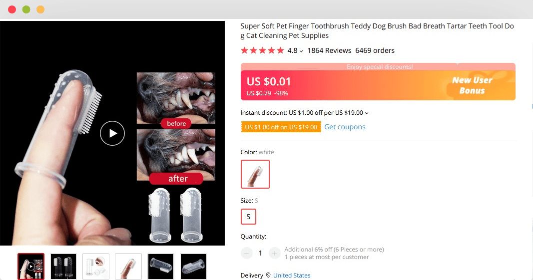 Dog finger toothbrush