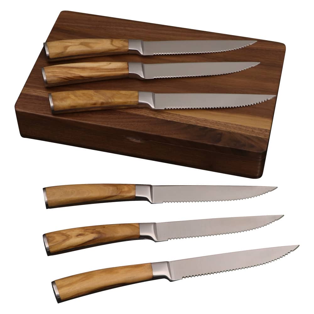 Serrated steak knife sets