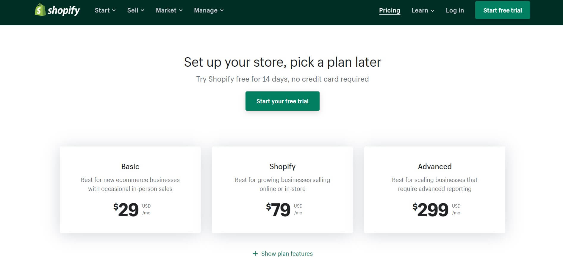 Shopify Pricing Plans