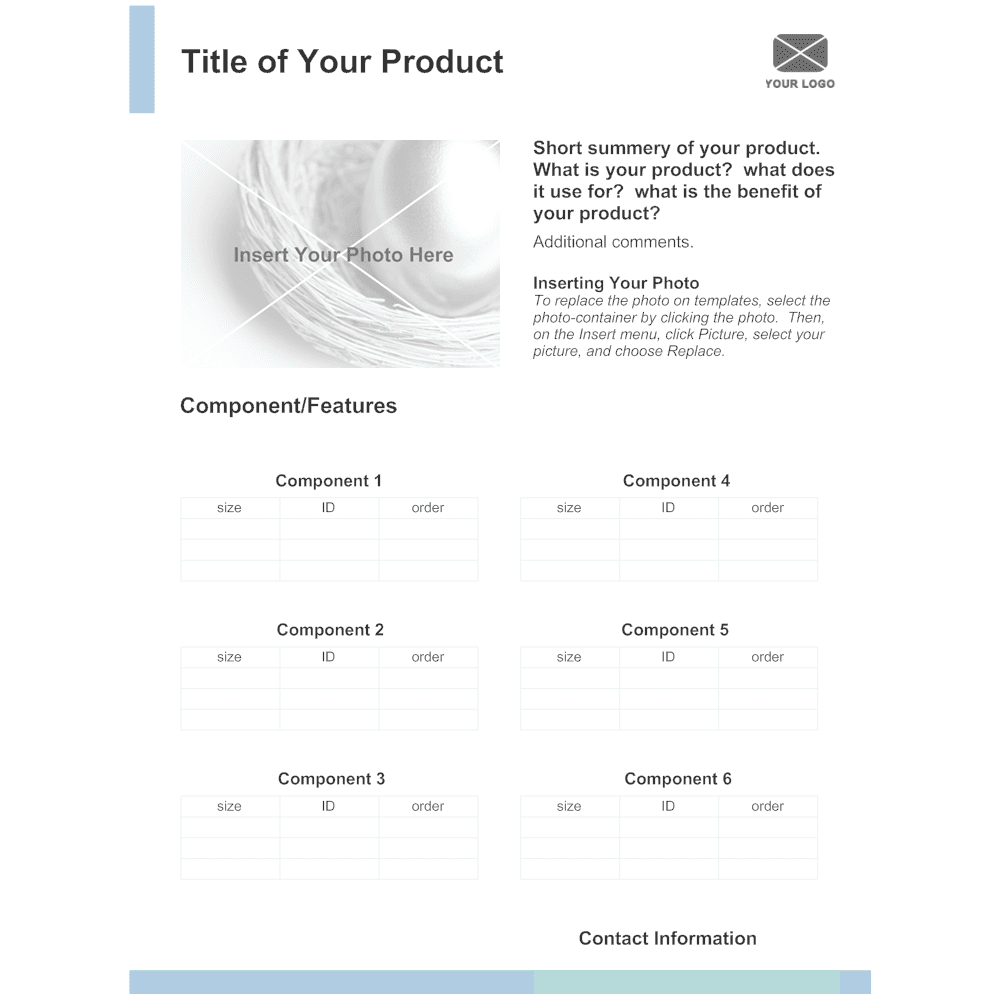 Product Specification Sheet Template