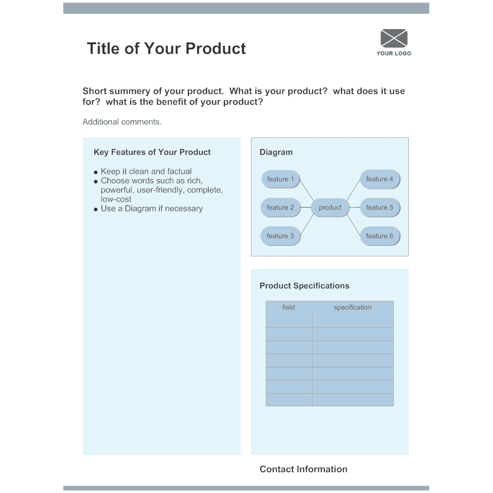 Product Specification Sheet Template