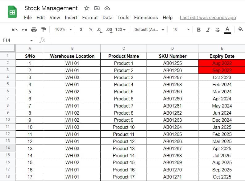 Google Sheet Stock Management