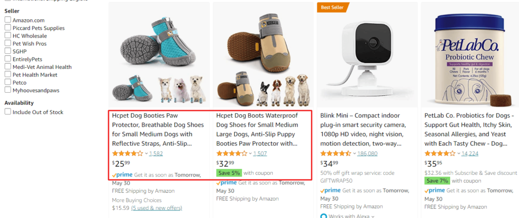 HC Pet Shoes Reselling on Amazon