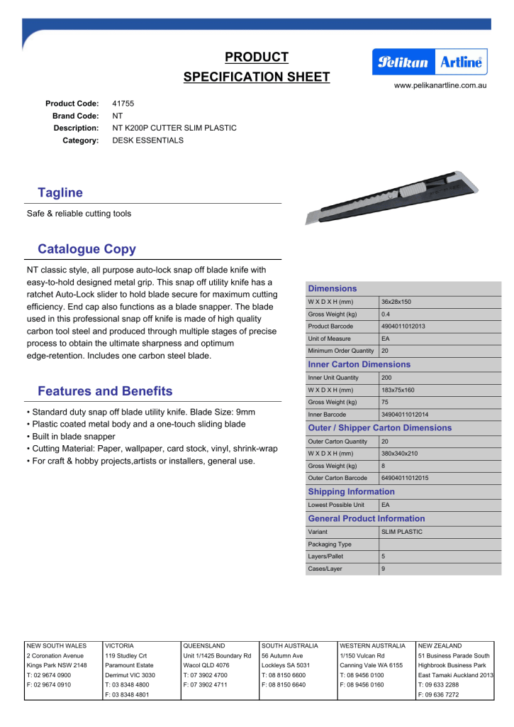 Examples of Product Specification Sheet