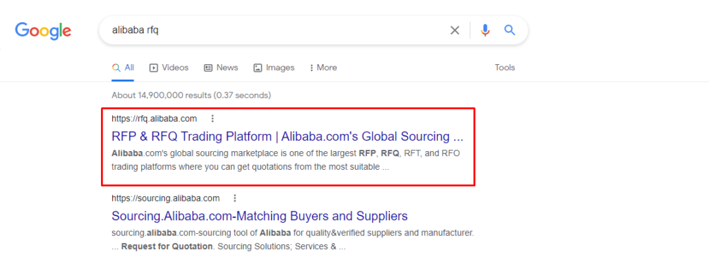 Alibaba RFQ Google