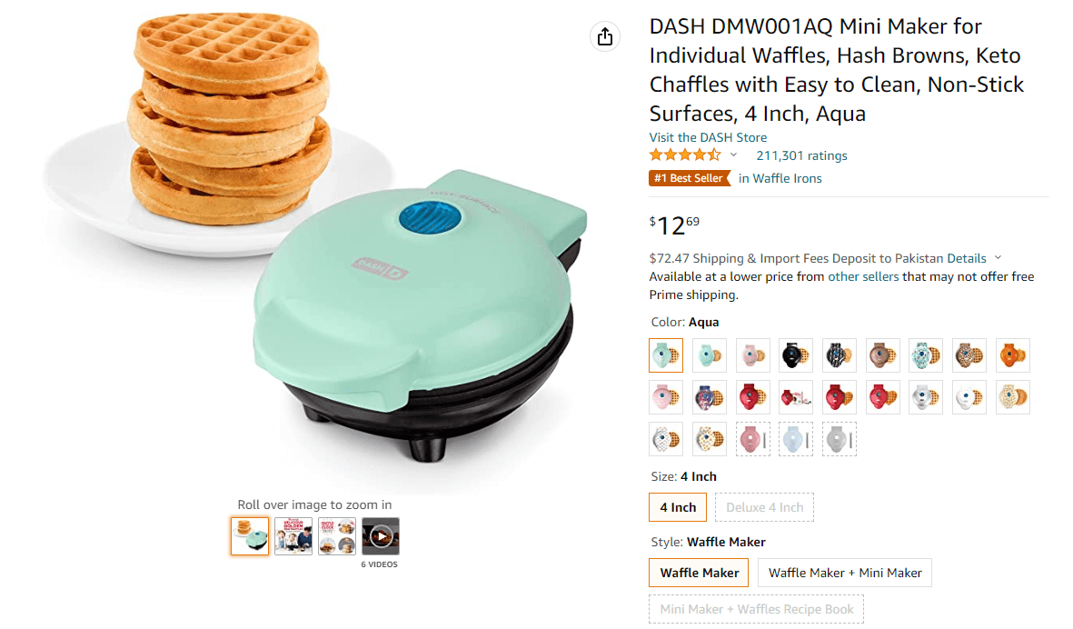  DASH Deluxe Mini Maker for Individual Waffles, Hash Browns,  Keto Chaffles with Included Brush and Cord Wrap, and Easy to Clean  Non-Stick Surfaces, 4 Inch, Dream Blue: Home & Kitchen