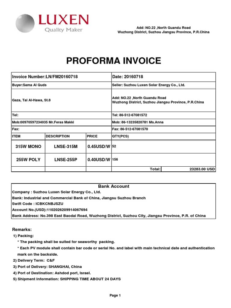 proforma invoice vs purchase order