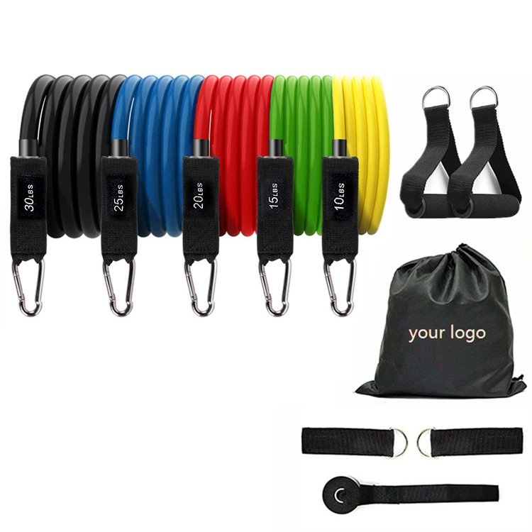 resistance tube set with carabiner and webbing