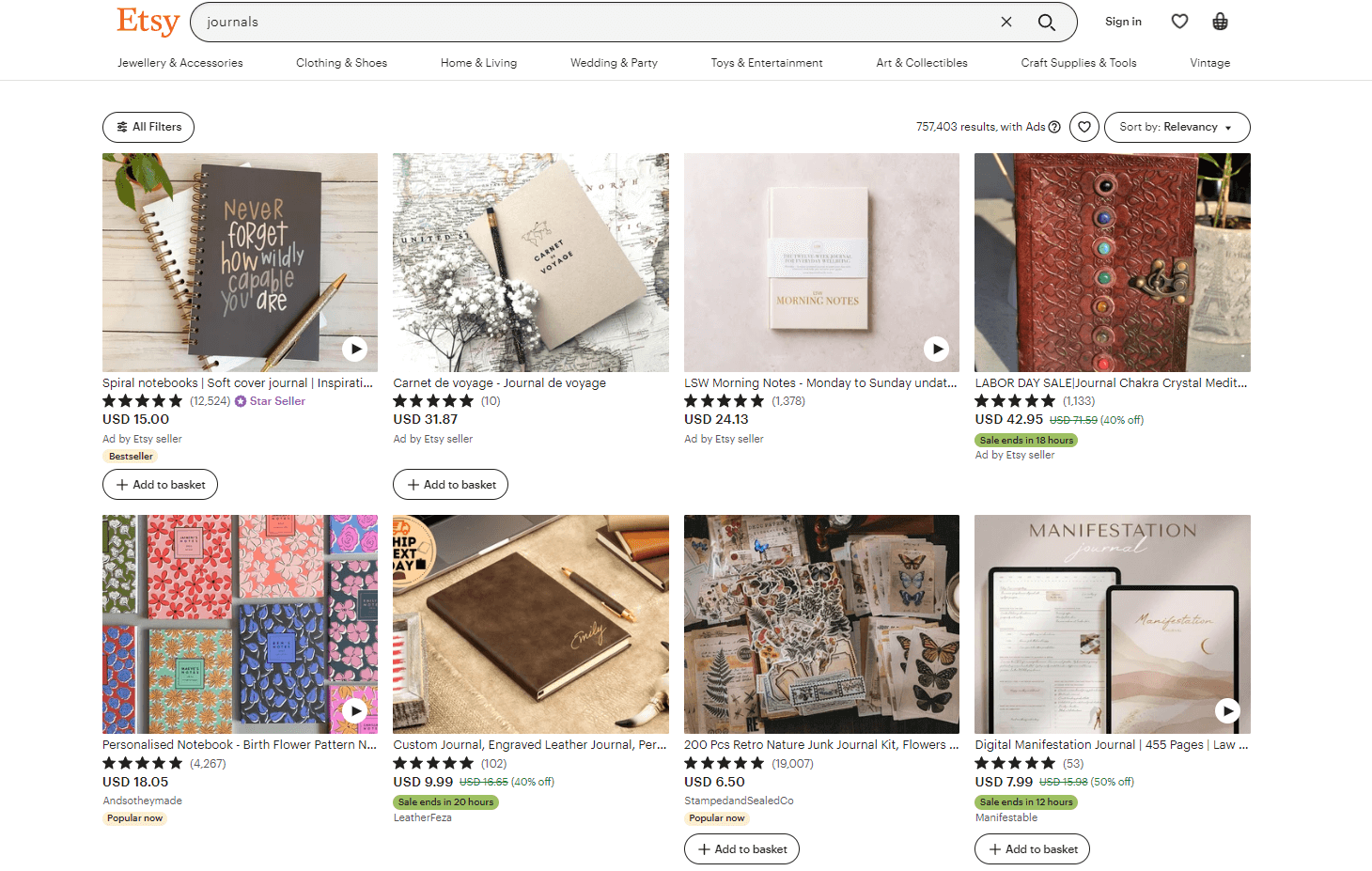 Journals best selling items on Etsy
