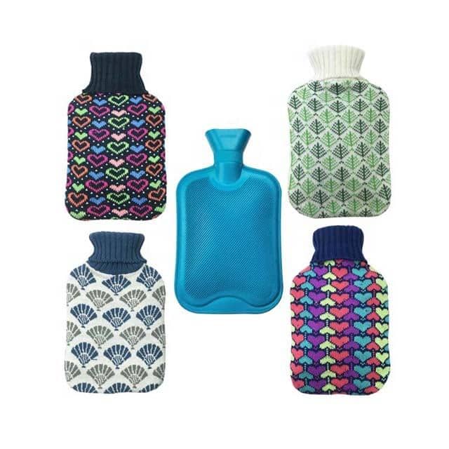 Hot Water Bottle with Knitted Cover-Colors
