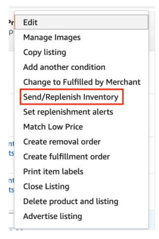 Initiate Sending Inventory on Amazon