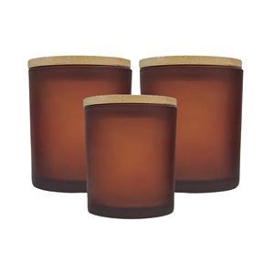 Amber Brown Frosted Glass Candle Jars