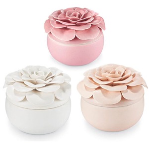 Ceramic Candle Jars with 3D Flower Lid