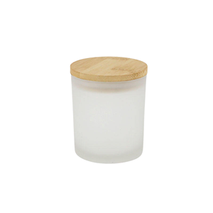 Frosted Glass Candle Jars with Wooden Lid