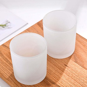 Frosted Glass Candle Jars with Wooden Lid