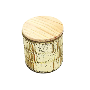 Gold Candle Jars with Wooden Lids
