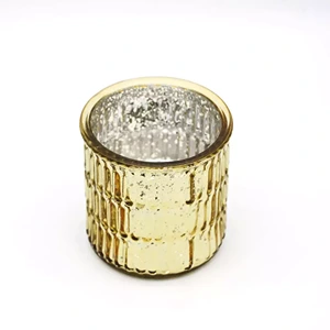 Gold Candle Jars with Wooden Lids