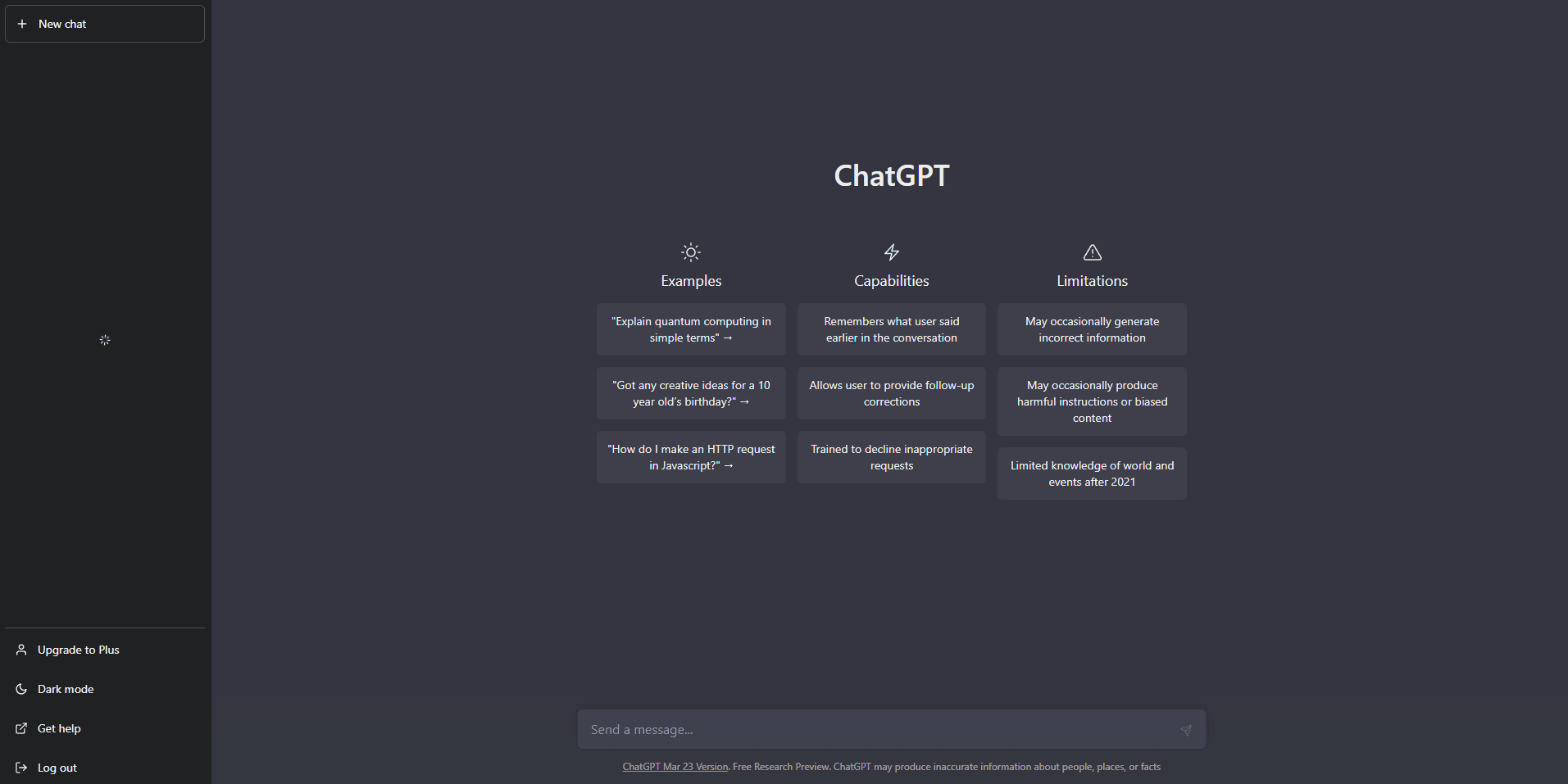 ChatGPT Homepage