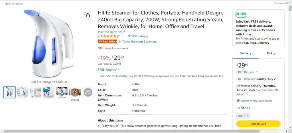 Portable Steamer - Amazon