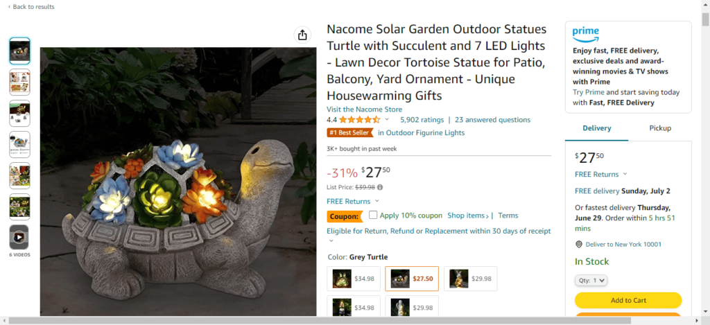 Solar Garden Turtle - Amazon