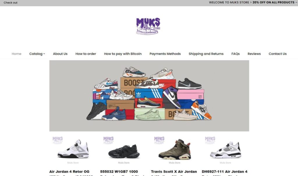 Muks Store's home page 