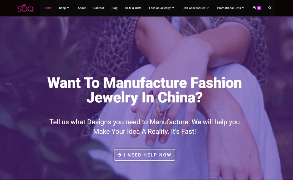 Jewelry Manufacturer SOQ Jewelry‘s website for startups