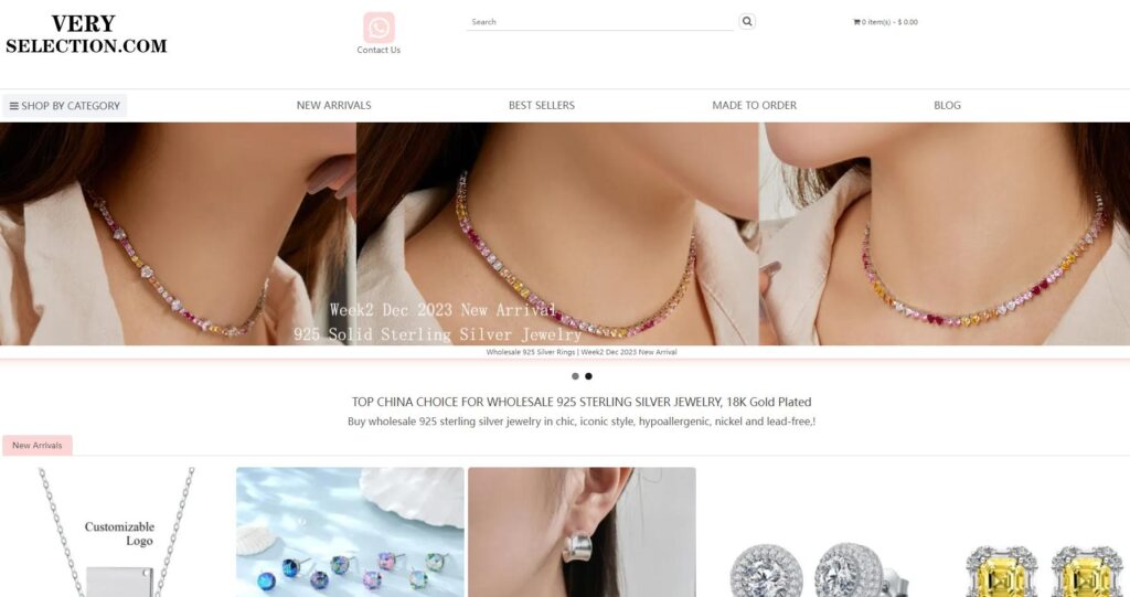 Jewelry Manufacturer Veryselection ‘s website for small businesses