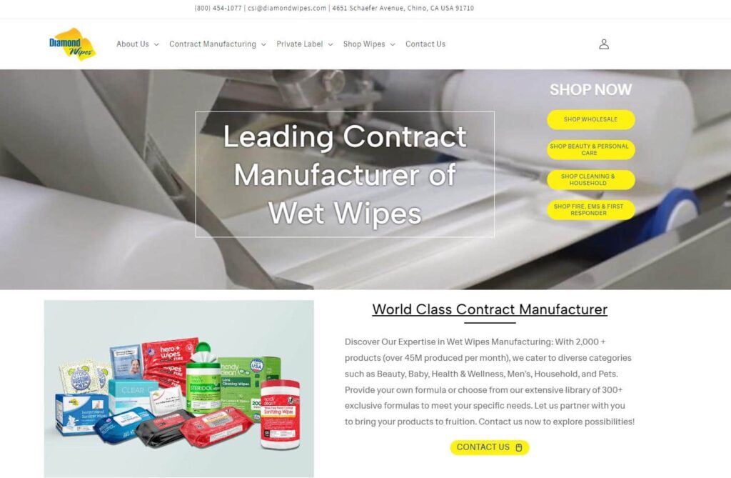 Diamond Wipes International-Private label wet wipes manufacturer USA