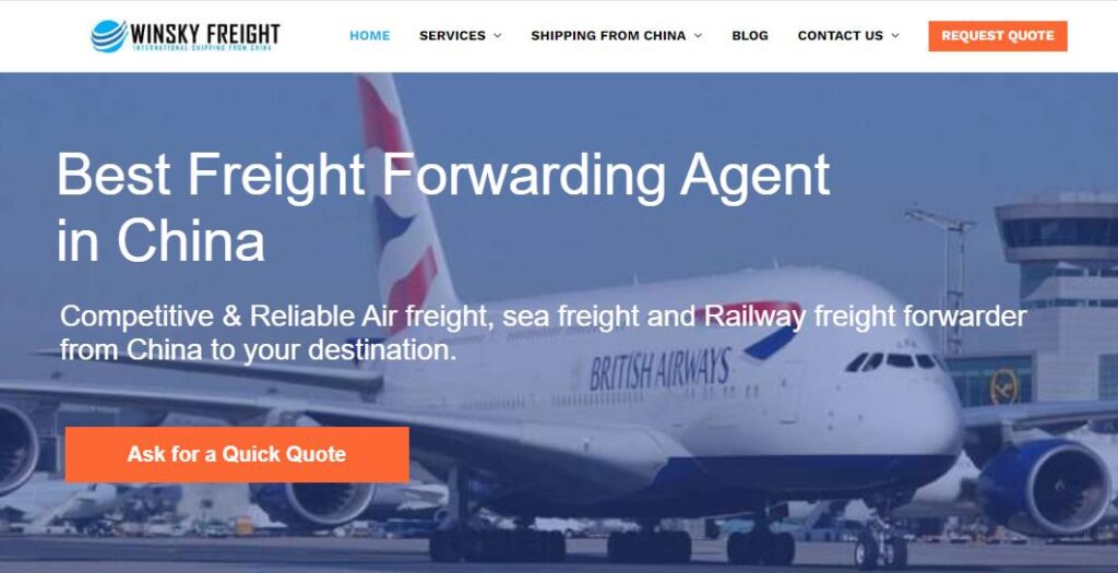 homepage of Winsky Freight