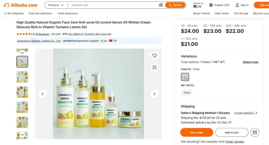 Organic Skincare on Alibaba