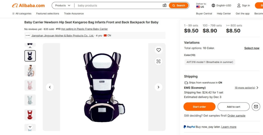 Baby Carrier on Alibaba