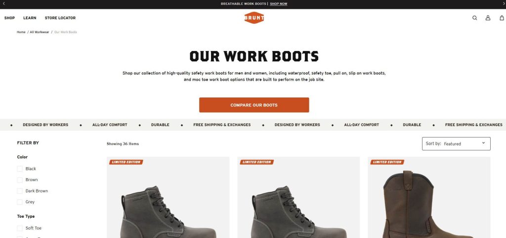 Brunt Boots Website