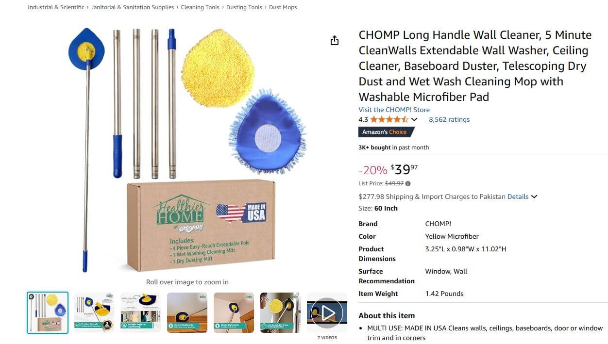 Long-Handle Wall Cleaner Mop