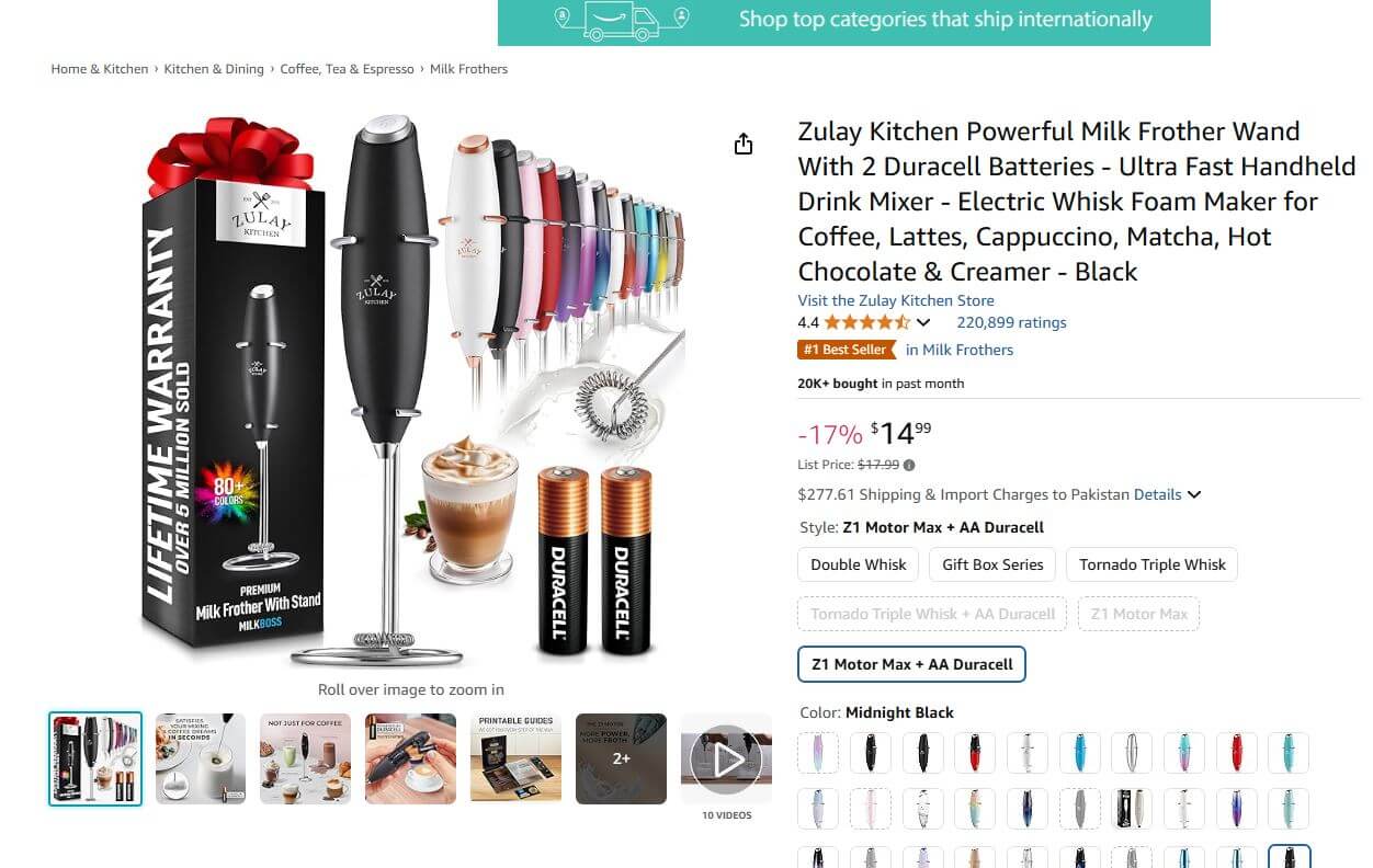 Zulay Kitchen Milk Frother Wand