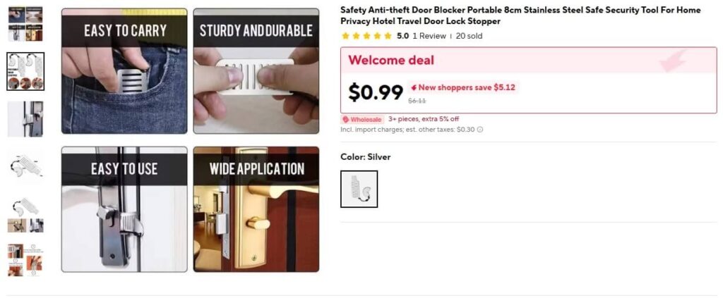 Portable Door Lock (Travel Safety Device)