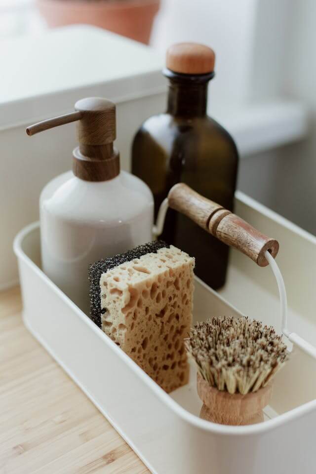 Biodegradable cleaning sponges and brushes