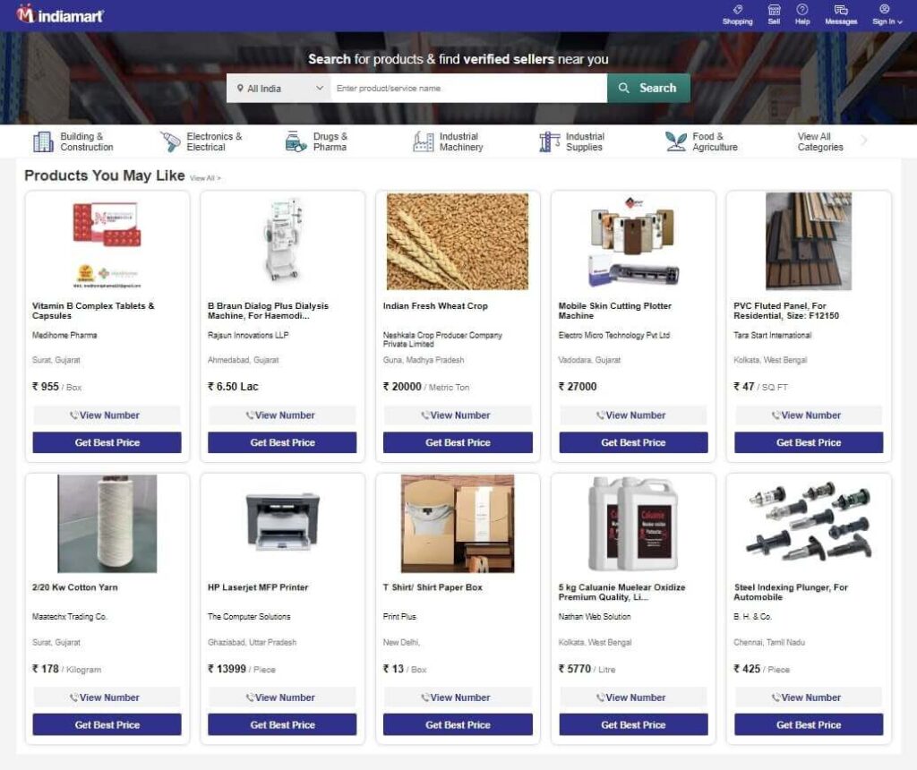 IndiaMART Best for Sourcing from India
