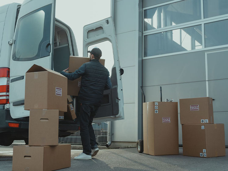 Last-Mile Courier Delivery and Cargo Van Package Loading