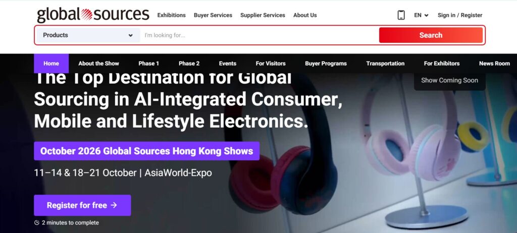 Global Sources Best for Established Exporters and Trade-Show Sourcing
