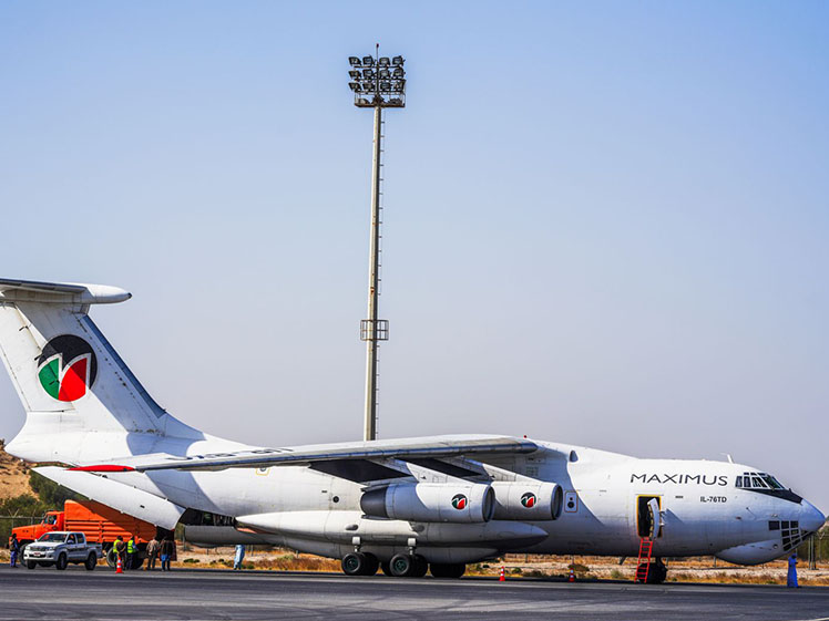 Heavy Cargo Air Charter: Maximus Ilyushin Il-76TD on Airport Tarmac