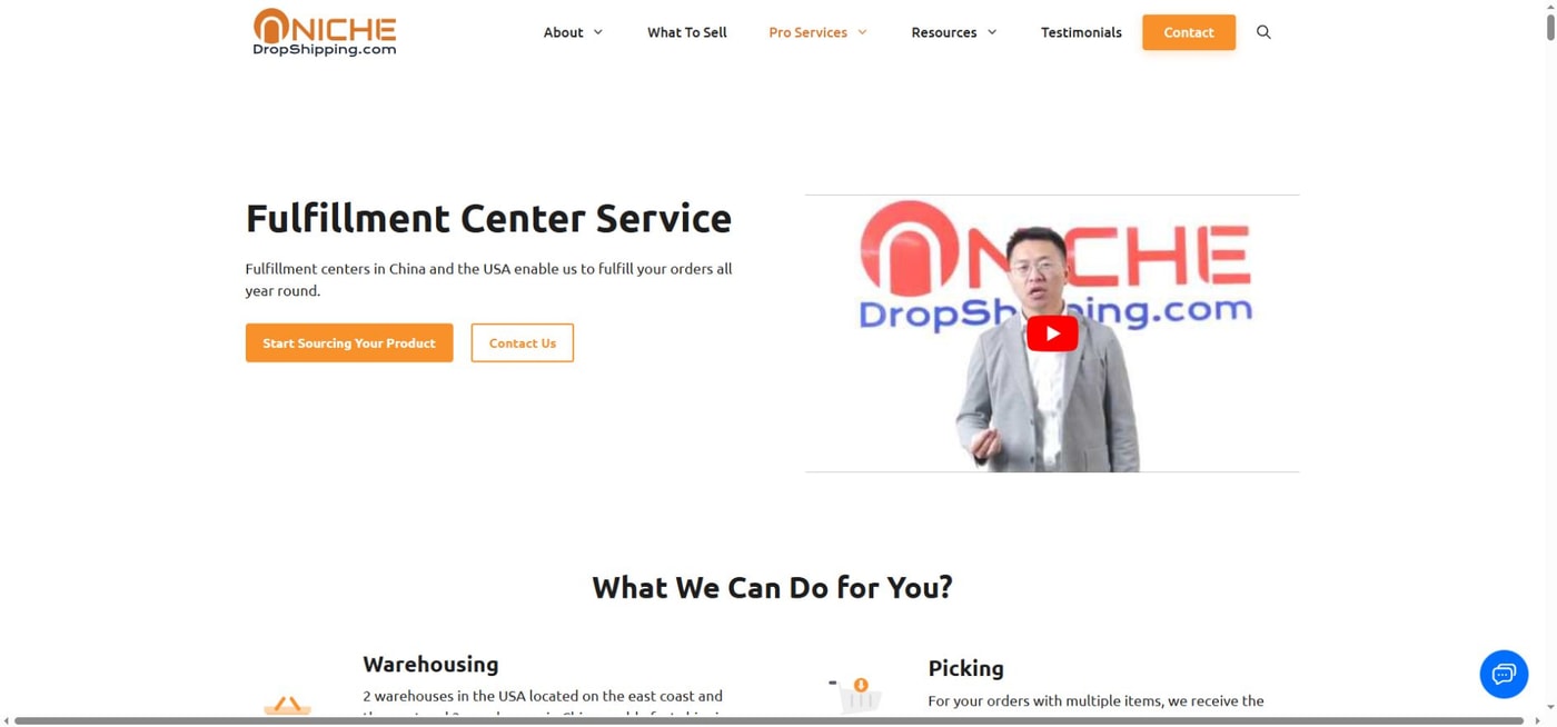 NicheDropshipping fulfillment services showing inventory and order-handling support